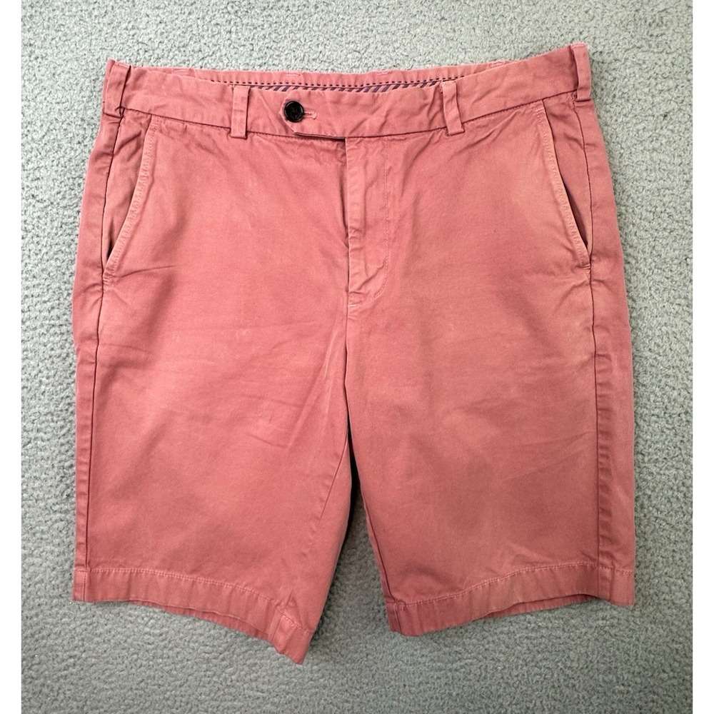 Brooks Brothers Bermuda Shorts Men Size 34 Inseam 10" Salmon Coral Chino Preppy